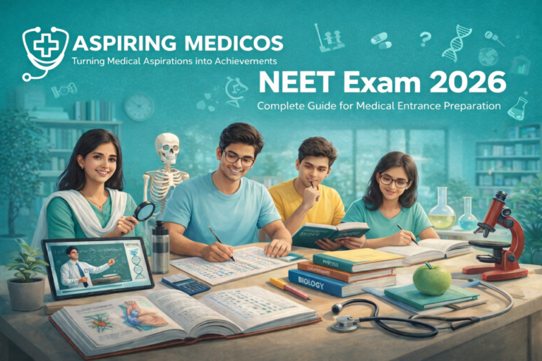 NEET Exam 2026 preparation guide banner by Aspiring Medicos medical coaching institute